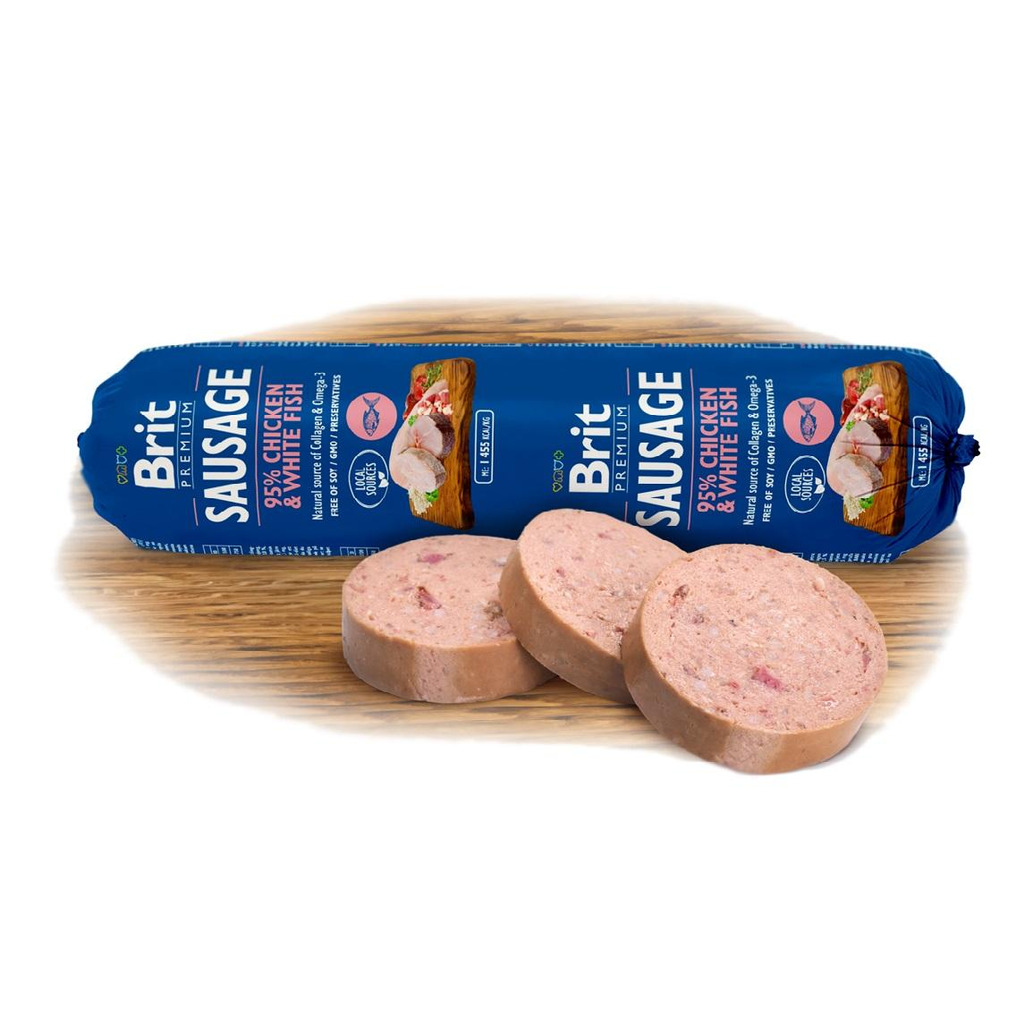 Brit Sausage Chicken & White Fish 800g New