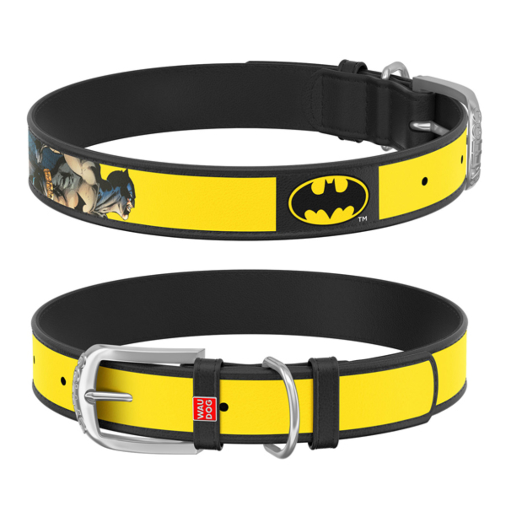 Obojek kožený Waudog DC Batman logo (20-28/1,2cm)
