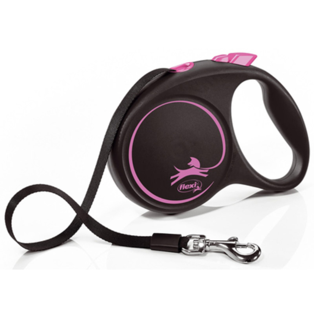 Vodítko FLEXI Black Design M pásek 5m/25kg růžová 