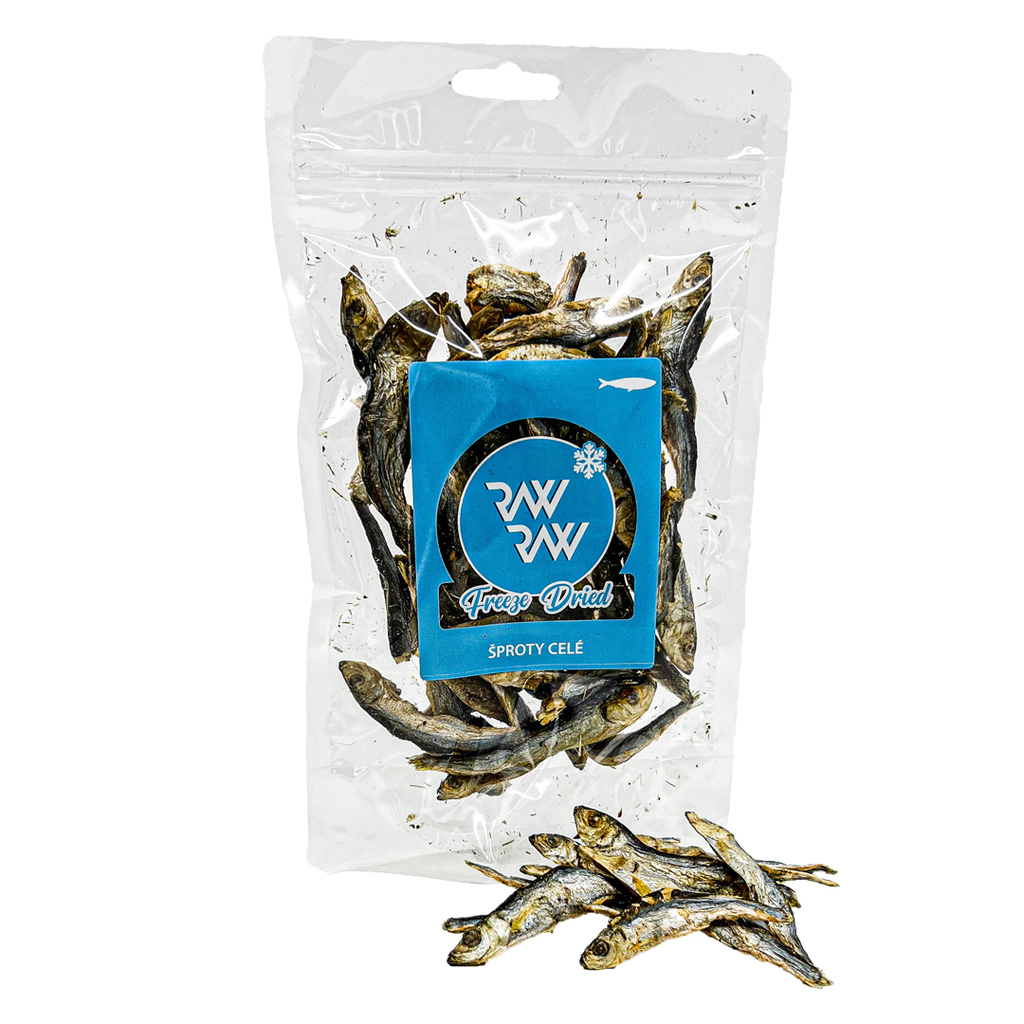 RAW RAW Freeze Dried žvýkací pamlsky Šproty celé 50g