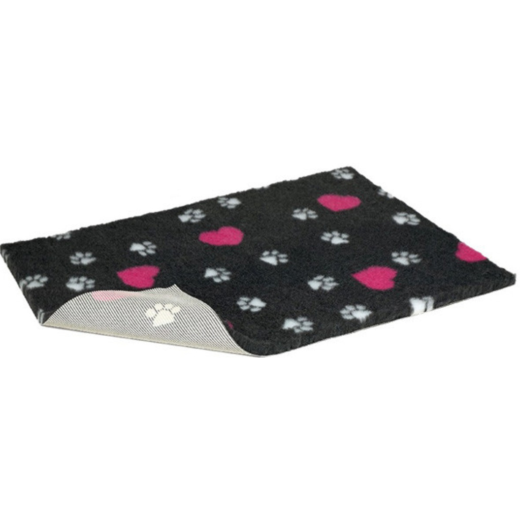 Vetbed protiskluz / Drybed grafitová srdce a packy DELUXE 100 x 75 cm, vlas 30 mm