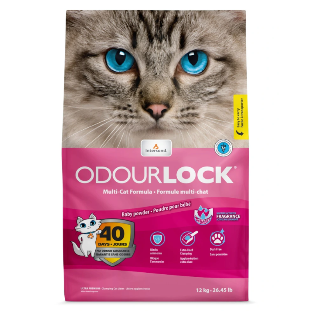 Intersand kočkolit Odour Lock - vůně dětský pudr 12kg