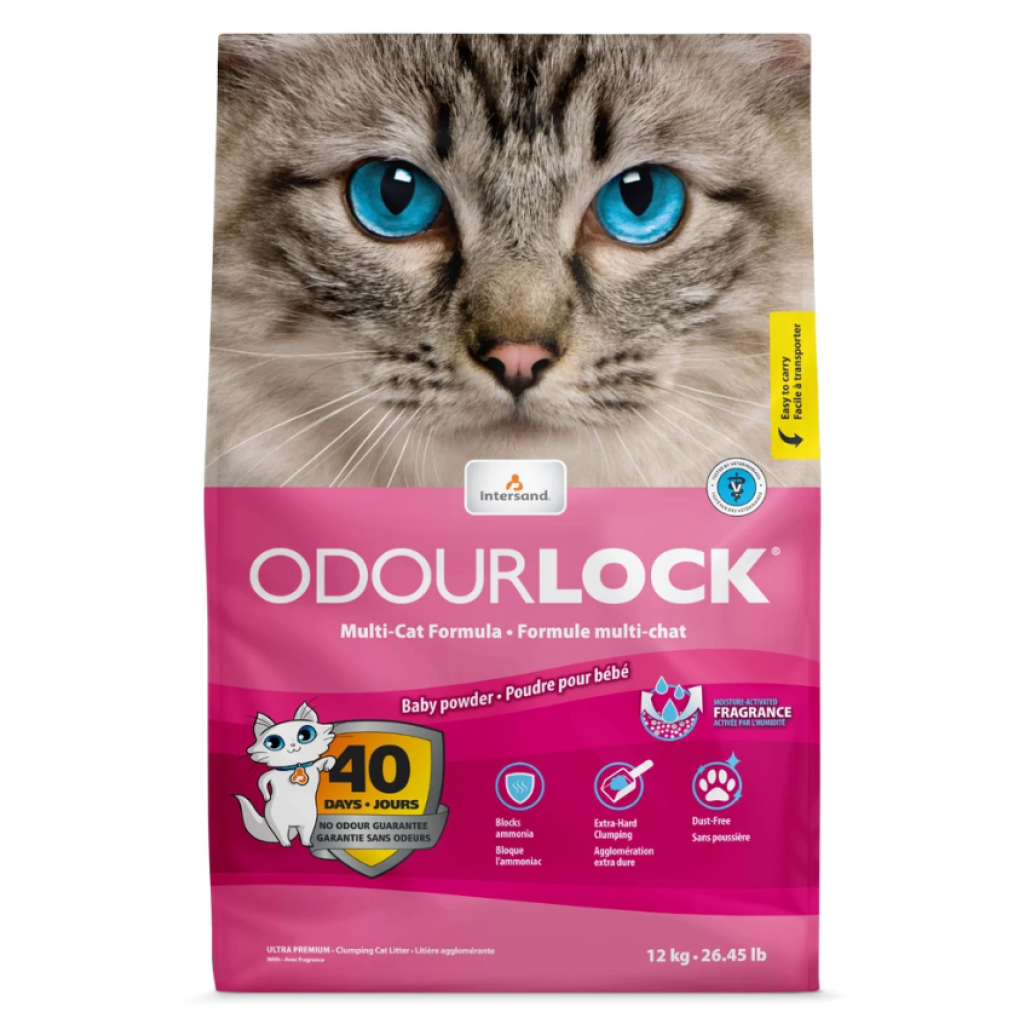 Intersand kočkolit Odour Lock - vůně dětský pudr 12kg
