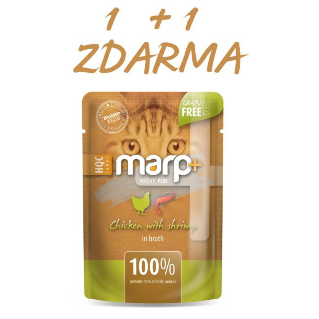 Marp Holistic Plus kapsička pro kočky - Kuře s krevetami ve vývaru 55g 1+1 ZDARMA