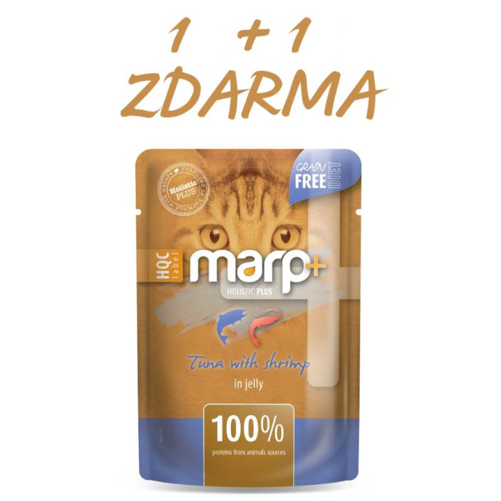 Marp Holistic Plus kapsička pro kočky - Tuňák s krevetami v želé 55g 1+1 ZDARMA