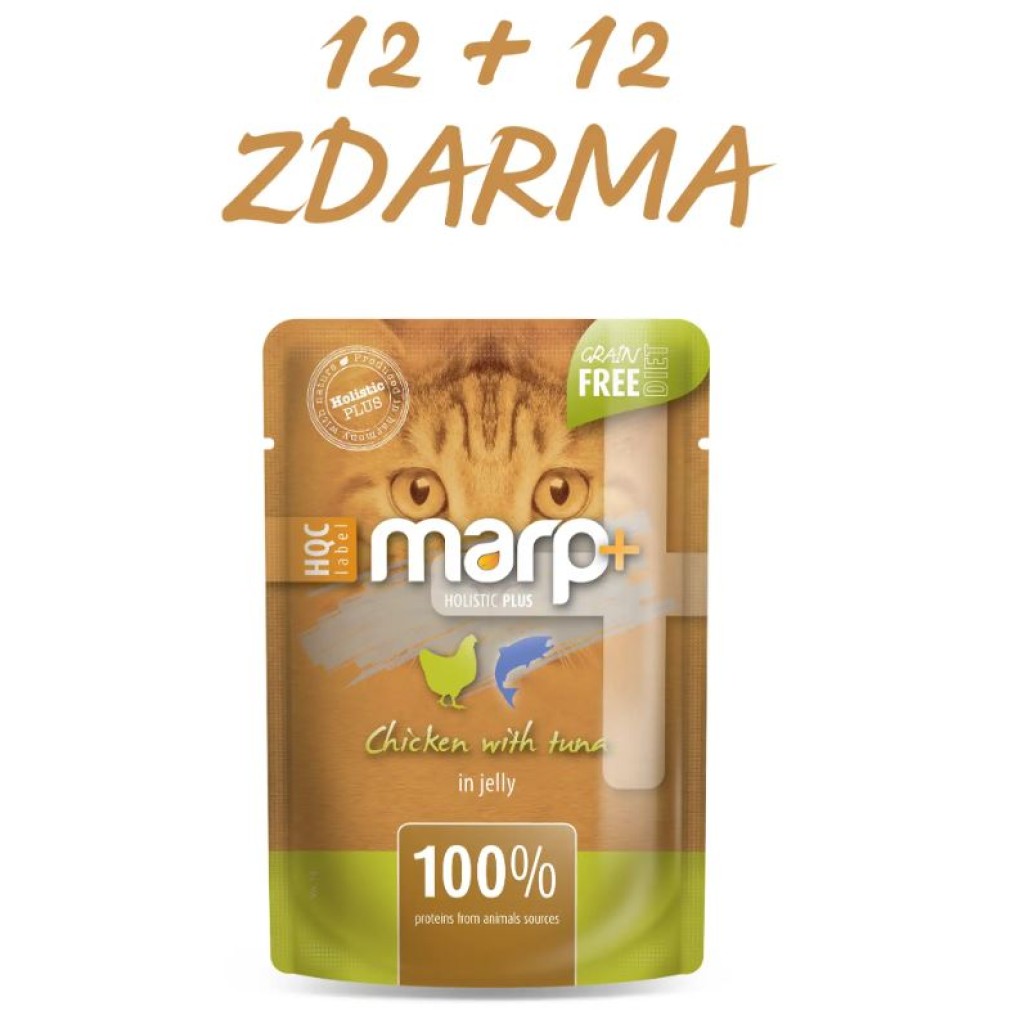 Marp Holistic Plus kapsička pro kočky - Kuře s tuňákem v želé 55g - AKCE 12+12 ZDARMA
