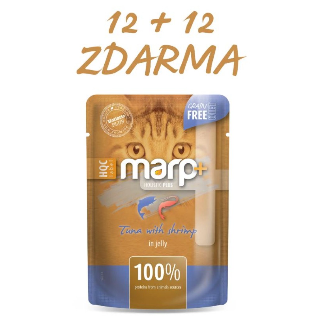 Marp Holistic Plus kapsička pro kočky - Tuňák s krevetami v želé 55g - AKCE 12+12 ZDARMA