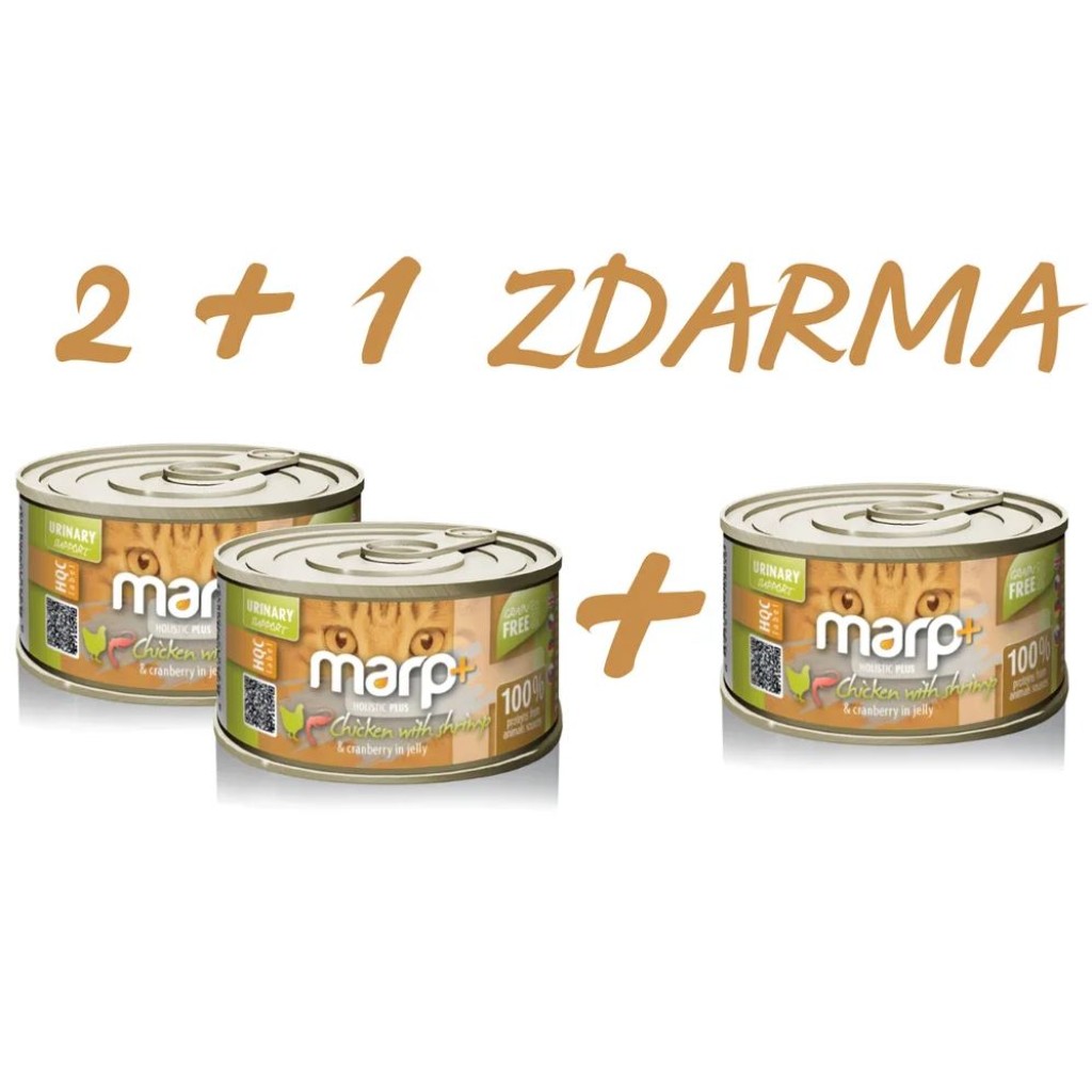Marp Holistic Plus konzerva pro kočky – Kuře s krevetami a brusinkami v želé 70g   - 2 + 1ks ZDARMA