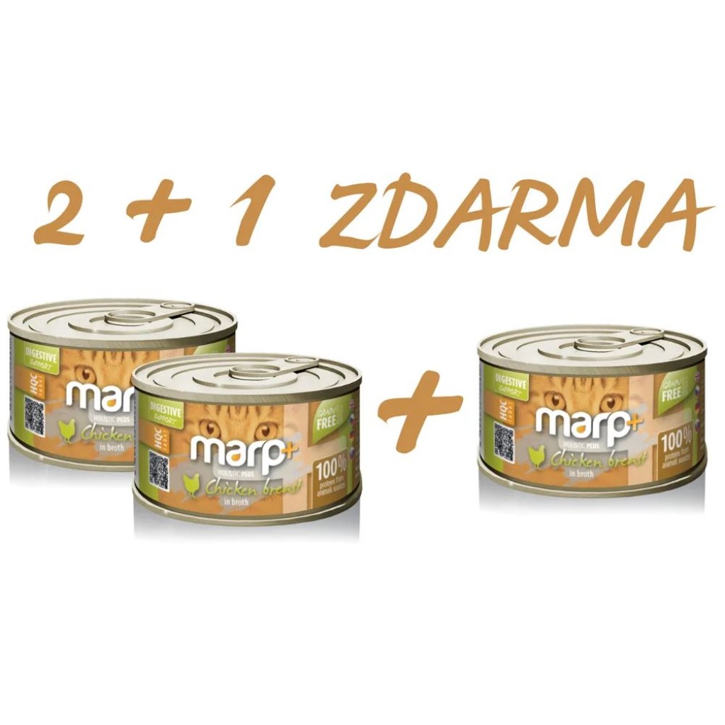 Marp Holistic Plus konzerva pro kočky – Kuřecí prsa ve vývaru 70g  - 2 + 1ks ZDARMA