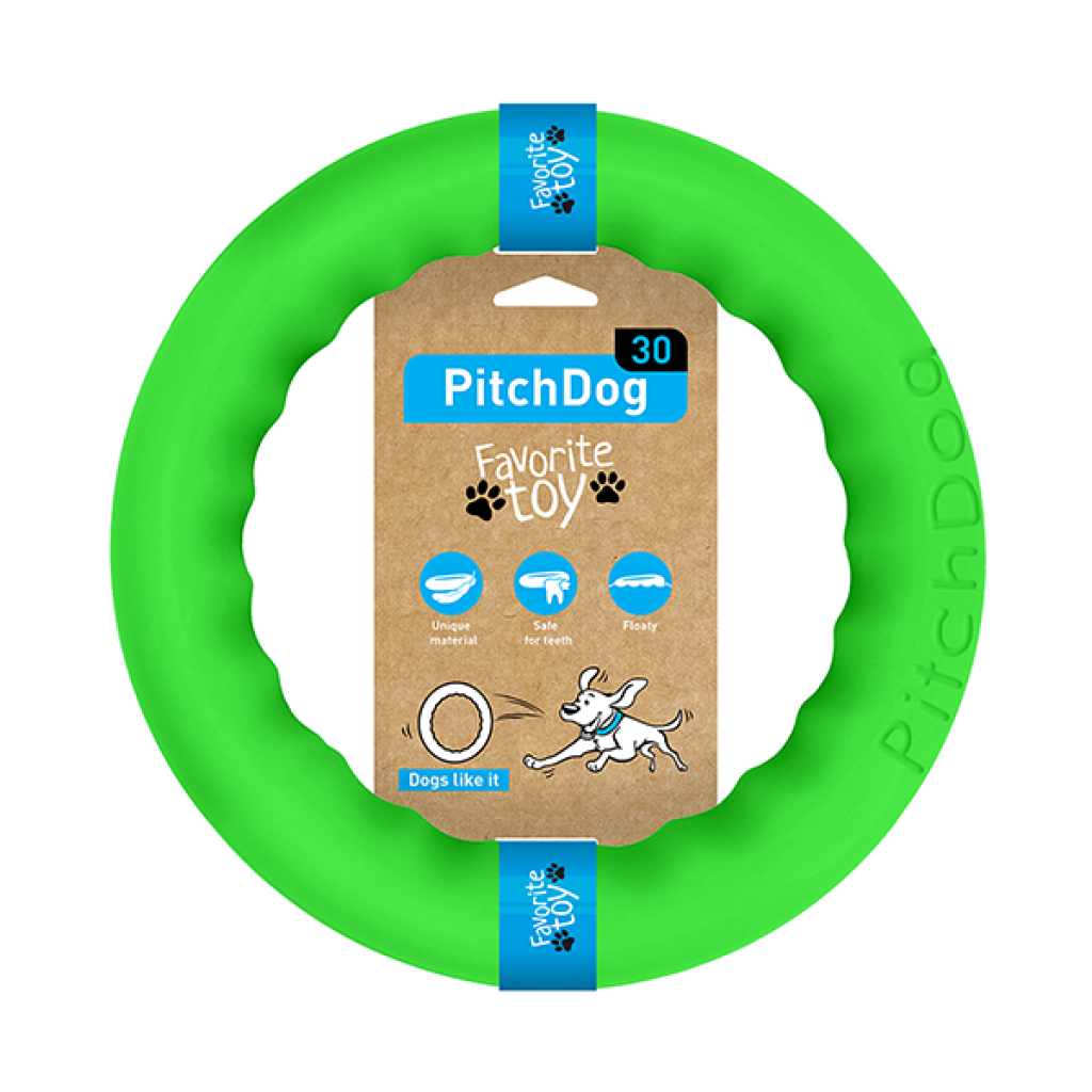 PitchDog - kroužek pro psy zelený 28cm
