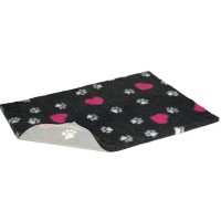 Vetbed protiskluz / Drybed grafitová srdce a packy DELUXE 100 x 75 cm, vlas 30 mm