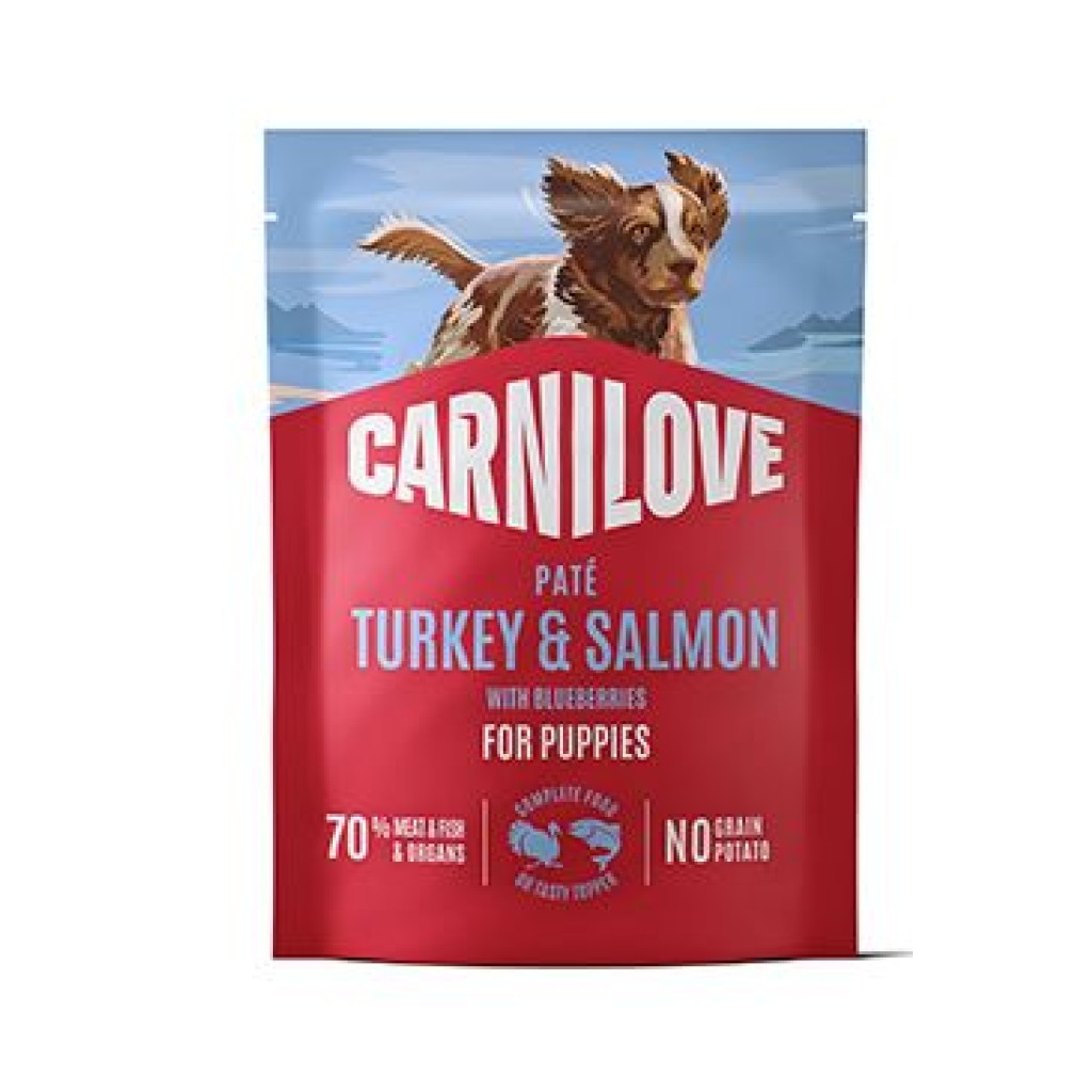 Carnilove Dog Pouch Paté Turkey&Salm.+Blueb.Puppy 300g
