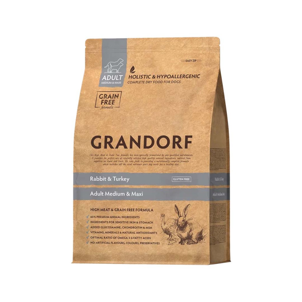 Grandorf granule pro psy Adult Medium & Maxi - Králík a krocan GF 3kg