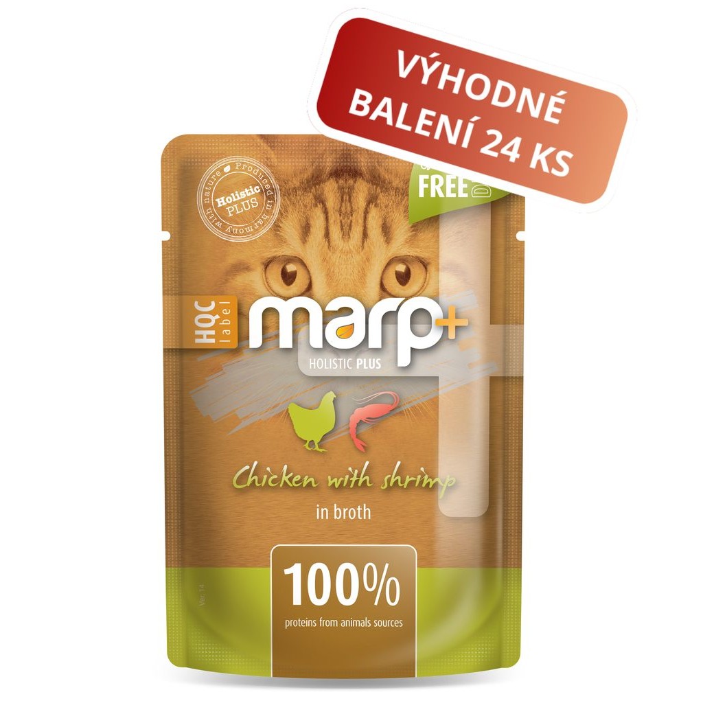 Marp Holistic Plus kapsička pro kočky - Kuře s krevetami ve vývaru 24x55g