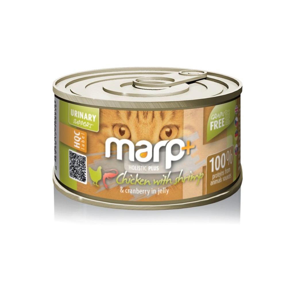 Marp Holistic Plus konzerva pro kočky – Kuře s krevetami a brusinkami v želé 70g
