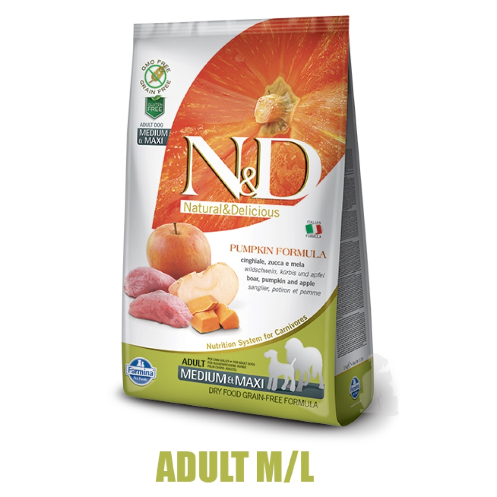 N&D Grain Free Pumpkin DOG Adult M/L Boar & Apple 12kg