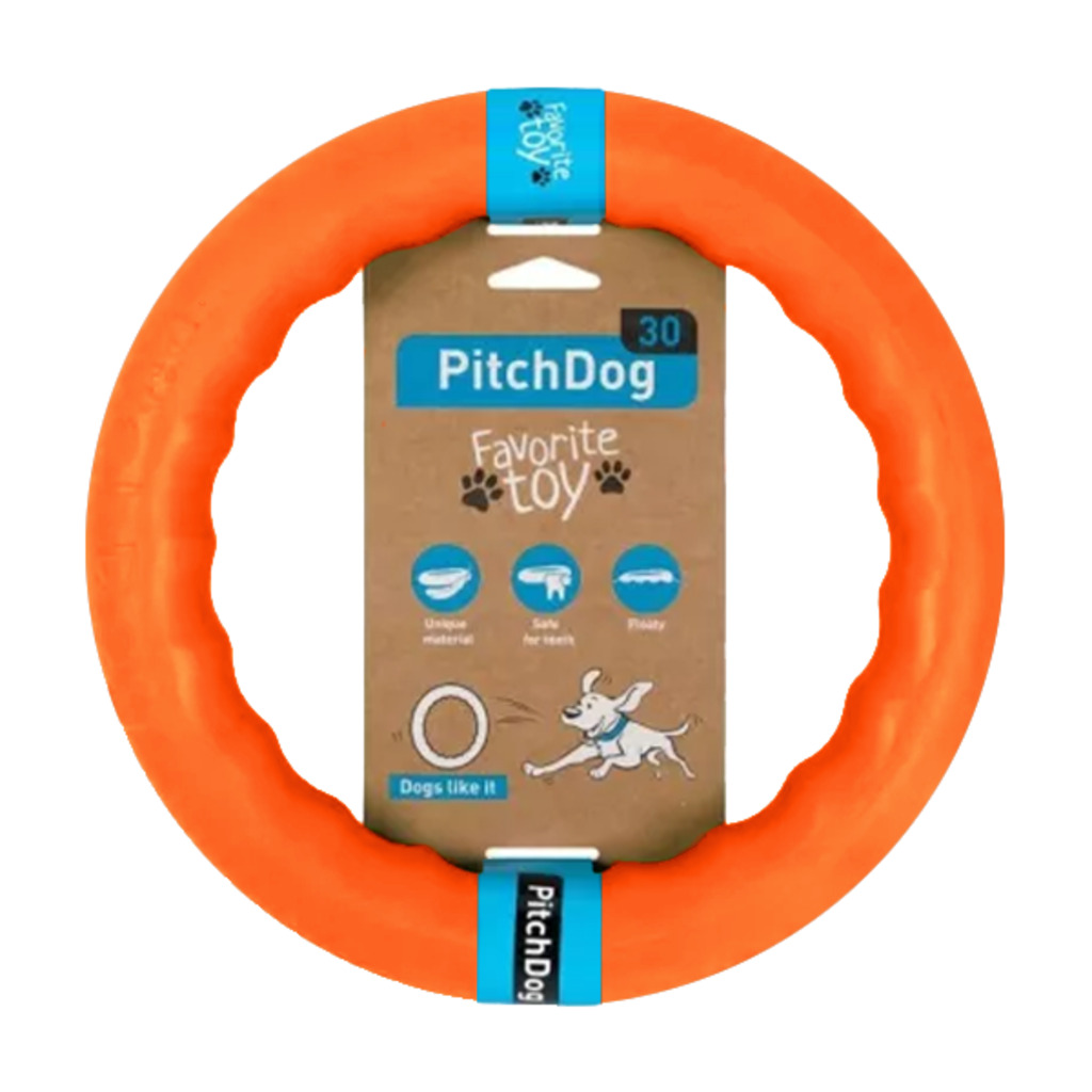 PitchDog - kroužek pro psy oranžový 28cm