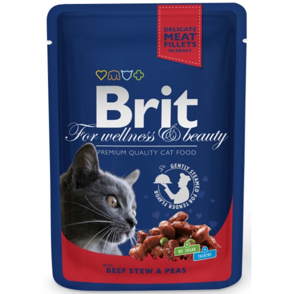 Brit Premium Cat kapsa with Beef Stew & Peas 100g