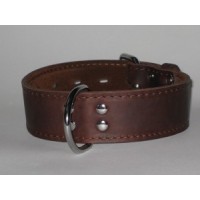 Obojek luxusní mastná kůže hnědý - 4,5 cm x obvod krku 45 - 55 cm